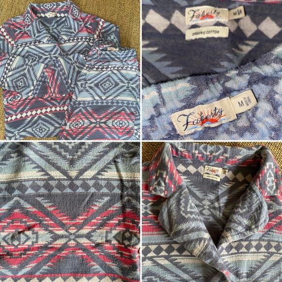 Faherty x Good Feather $250 Cotton Flannel Pajama 2pc set Top & Pant MED EUC - Picture 1 of 14